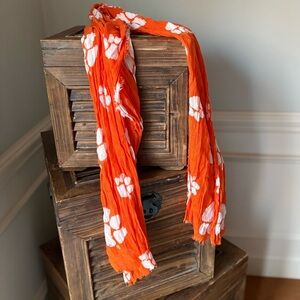 Orange and White Clemson Tigers Paw Print Scarf